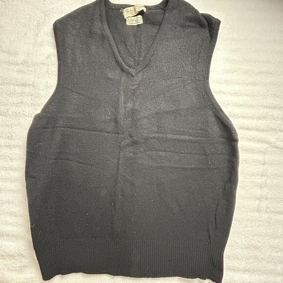 Vintage Bernhard Altmann Flah & Co. Womens V-Neck Cashmere Sweater Vest Black - Picture 1 of 6